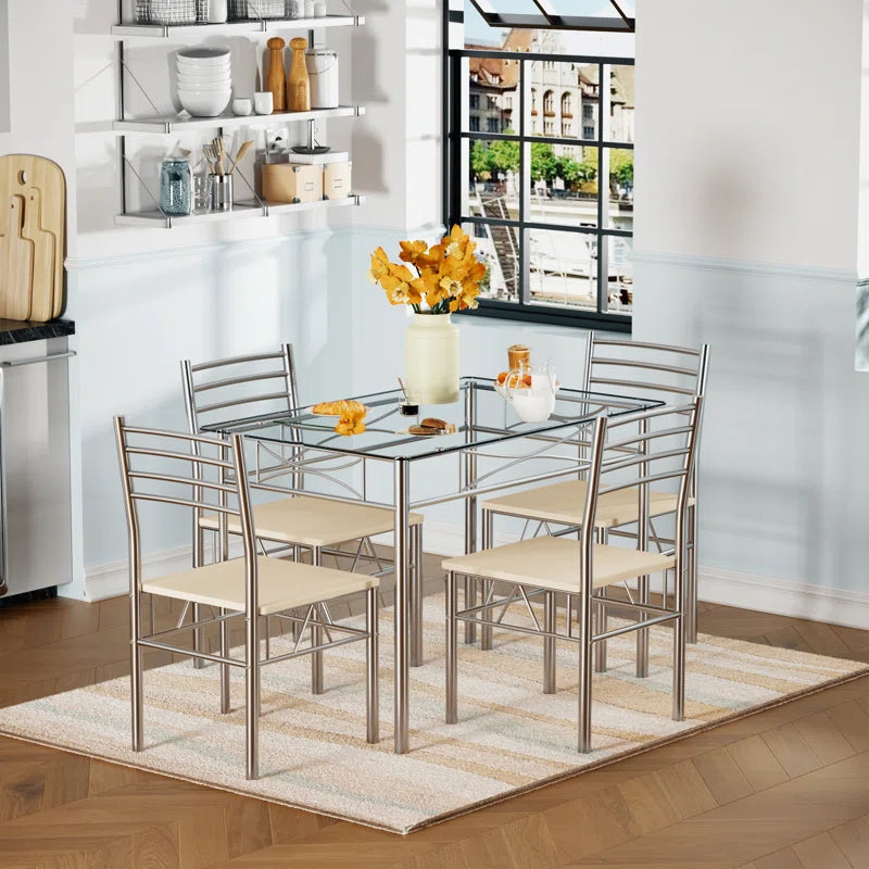 Izen 5 - Piece Glass Top Dining Set