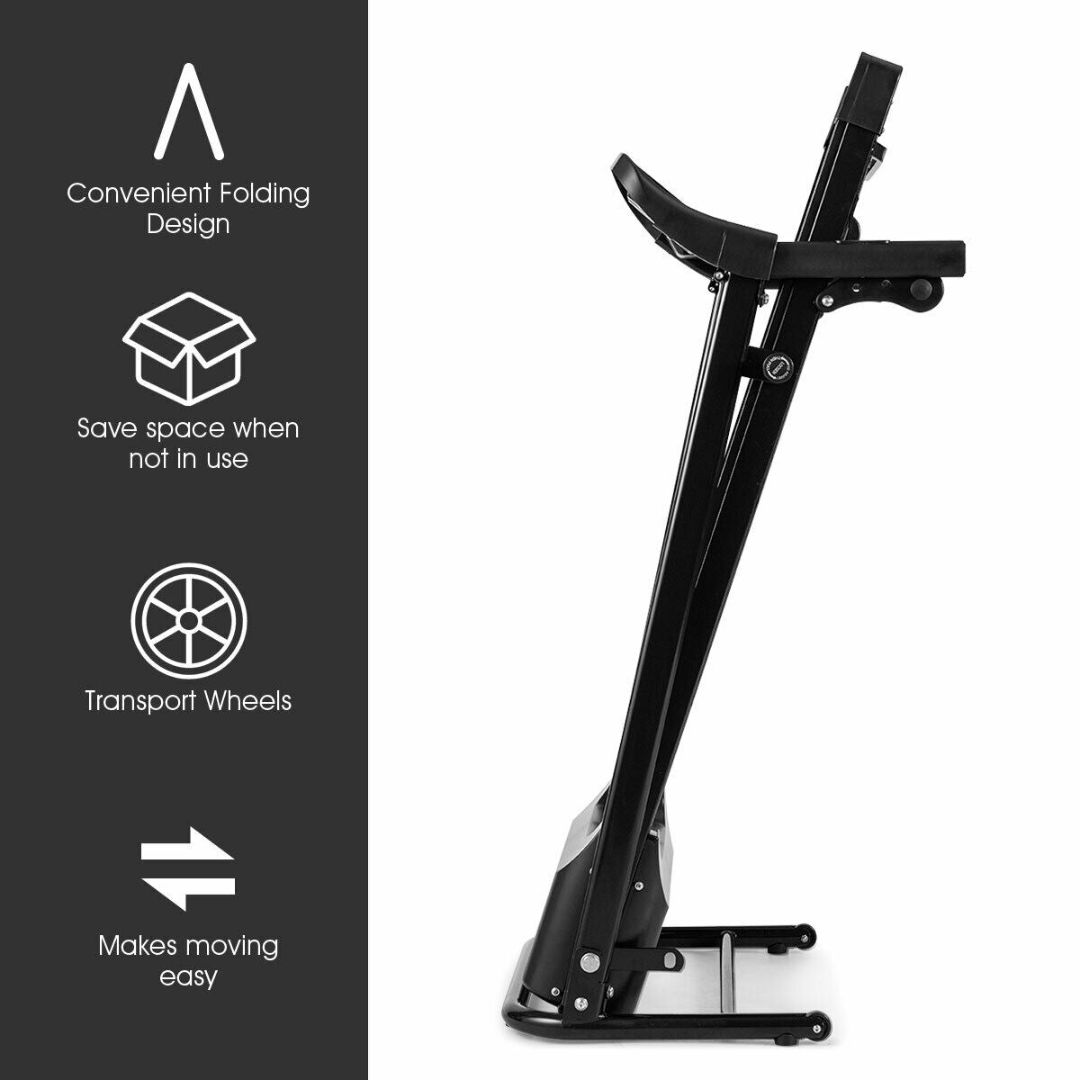 1.0 hp Foldable Treadmill Electric Support Mobile Power