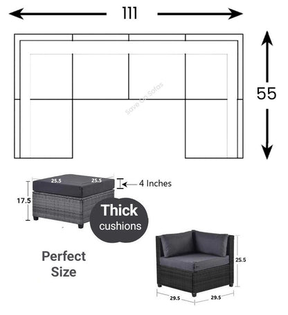 Sectionnel modulaire 6 pièces (noir) 