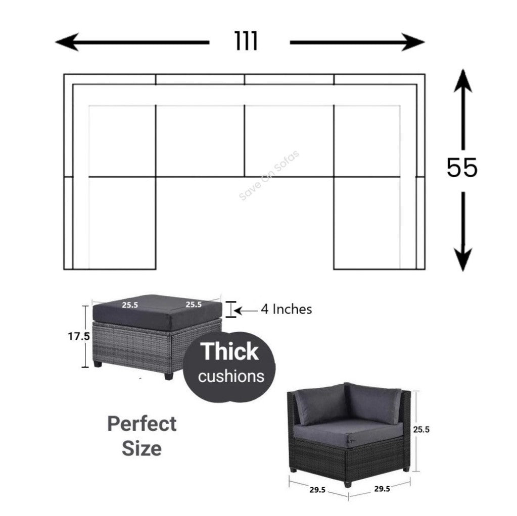 Sectionnel modulaire 6 pièces (noir) 