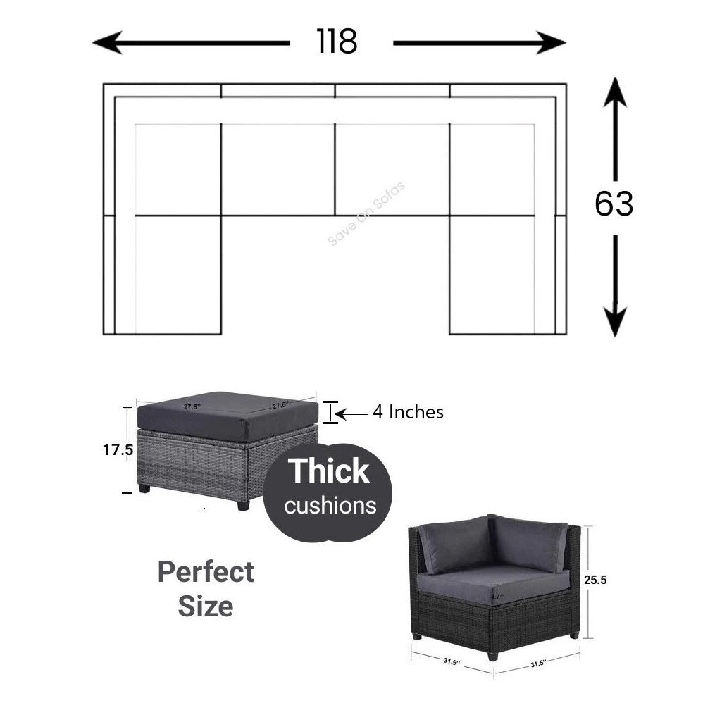 Sectionnel modulaire 6 pièces (gris brun) 