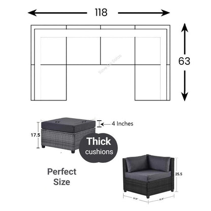 6 PC Modular Sectional (Grey Brown)