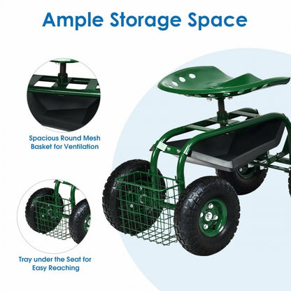 Siège de travail pour chariot de jardin roulant à 4 roues