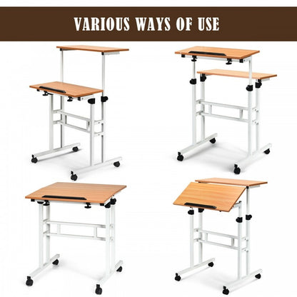 2 in 1 Height Adjustable Sit Standing Computer Desk