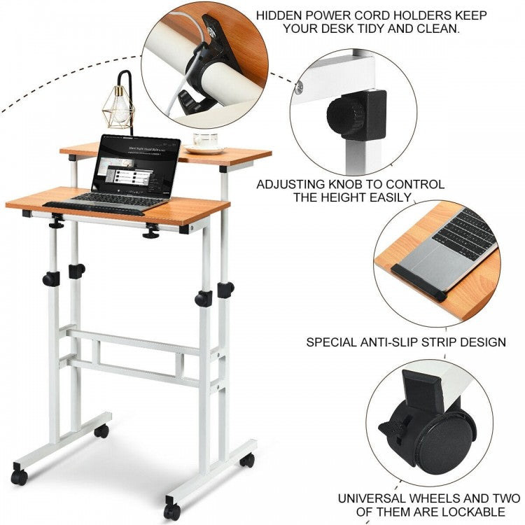 2 in 1 Height Adjustable Sit Standing Computer Desk