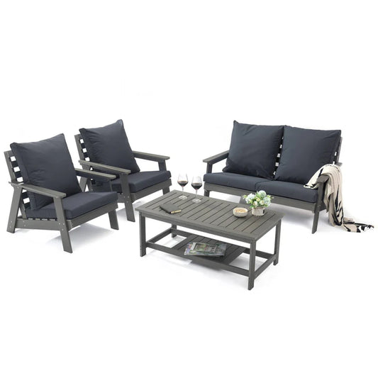 LM  Alpine Poly Lumber 4-Piece Weather Resistant Patio Conversation Set