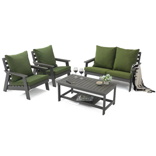 LM  Alpine Poly Lumber 4-Piece Weather Resistant Patio Conversation Set