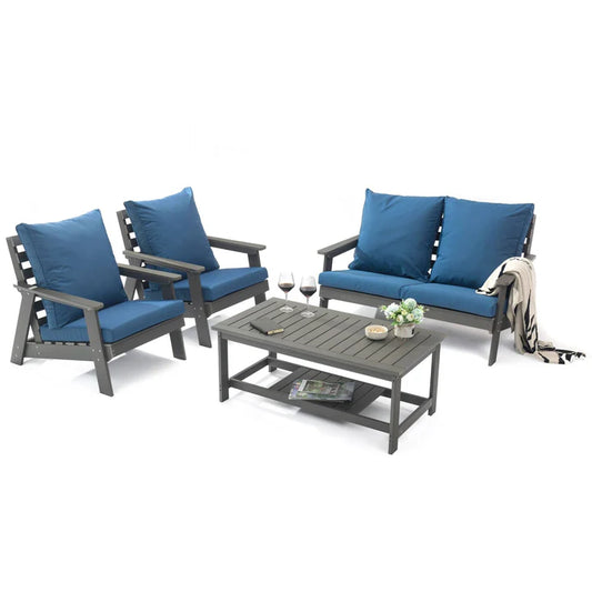 LM  Alpine Poly Lumber 4-Piece Weather Resistant Patio Conversation Set