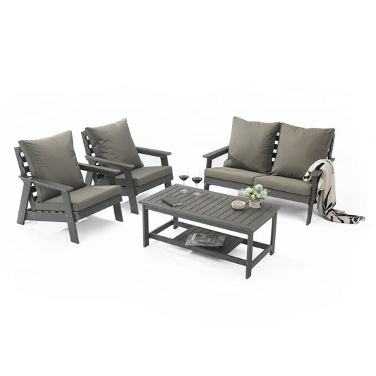 LM  Alpine Poly Lumber 4-Piece Weather Resistant Patio Conversation Set