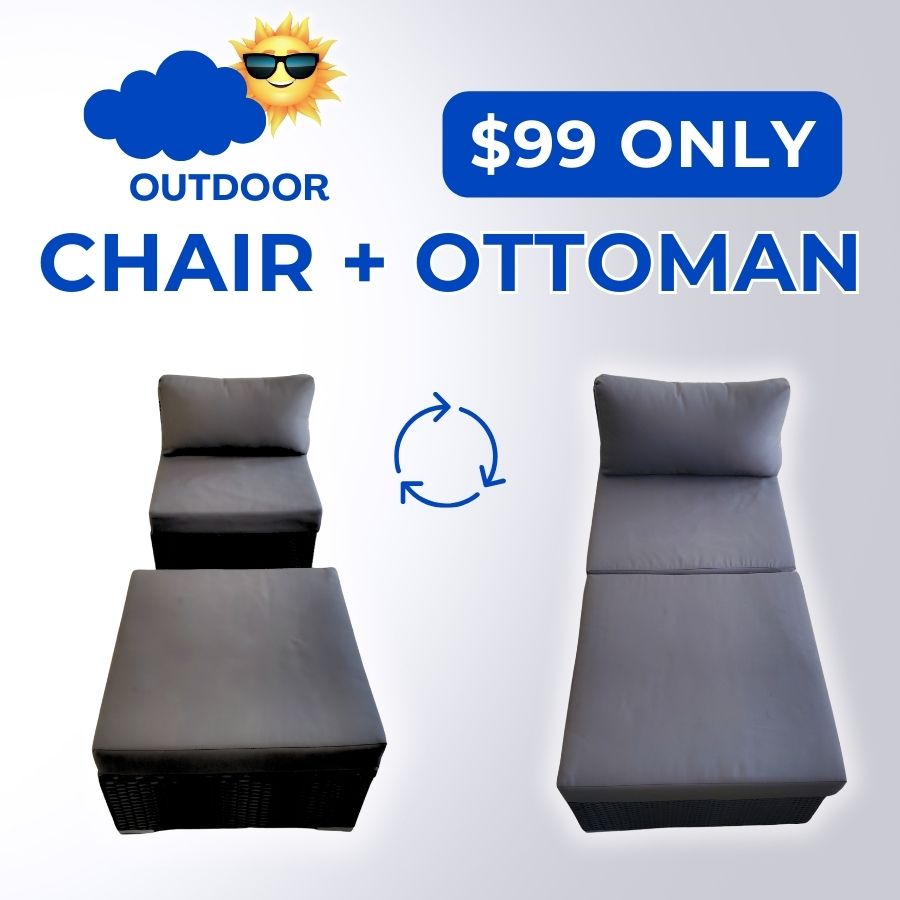 Chaise en osier + pouf | Votre paire de patio idéale 