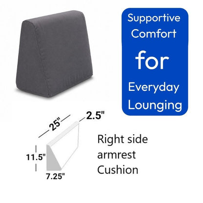 Right Side Armrest Replacement Cushion with Cover – Dark Grey