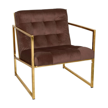 Fauteuil d'appoint en velours capitonné LM Lexington avec cadre doré