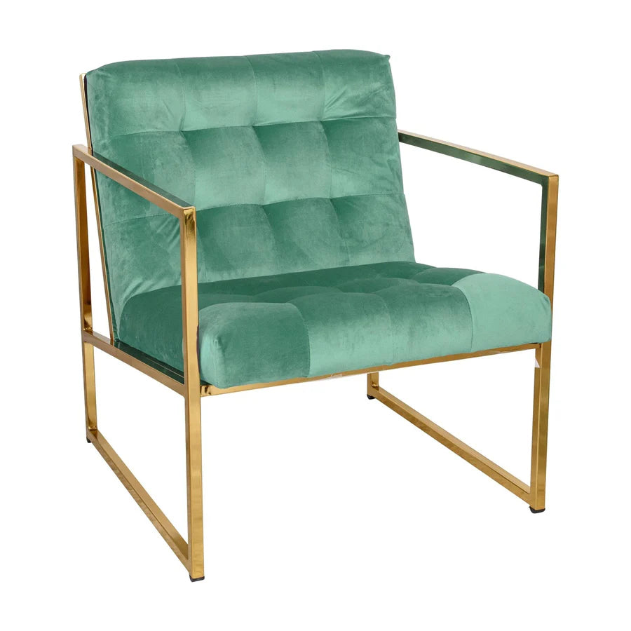 Lexington Chair Velvet, GoldTone Metal Frame, Tufted Seat & Comfort