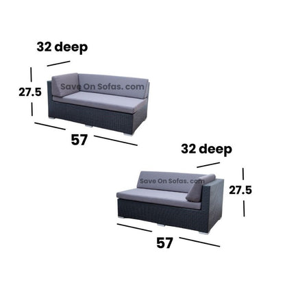 Outdoor long sectional pieces diemensions