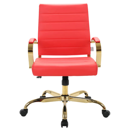 LeisureMod Benmar Home Leather Office Chair With Gold Frame