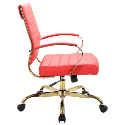 LeisureMod Benmar Home Leather Office Chair With Gold Frame