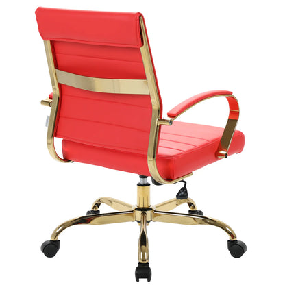 LeisureMod Benmar Home Leather Office Chair With Gold Frame