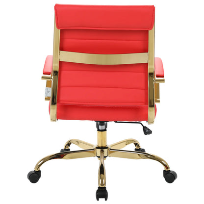 LeisureMod Benmar Home Leather Office Chair With Gold Frame