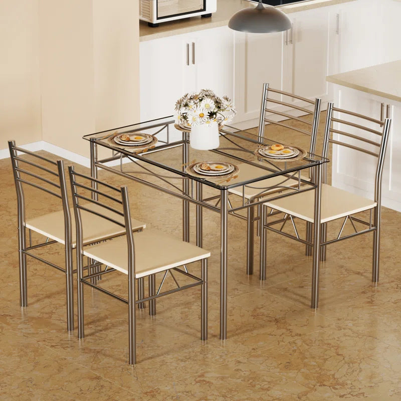 Izen 5 - Piece Glass Top Dining Set