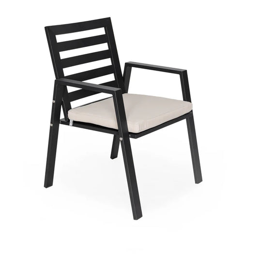 LM  Chelsea Modern Patio Dining Armchair in Aluminum with Removable Cushions