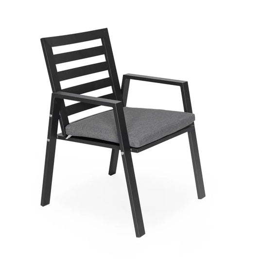 LM  Chelsea Modern Patio Dining Armchair in Aluminum with Removable Cushions