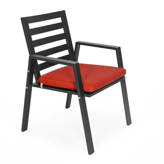 LM  Chelsea Modern Patio Dining Armchair in Aluminum with Removable Cushions