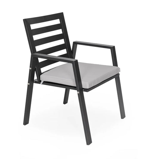 LM  Chelsea Modern Patio Dining Armchair in Aluminum with Removable Cushions