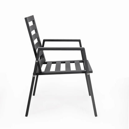 LM  Chelsea Modern Patio Dining Armchair in Aluminum with Removable Cushions