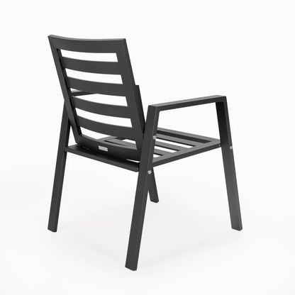 LM  Chelsea Modern Patio Dining Armchair in Aluminum with Removable Cushions