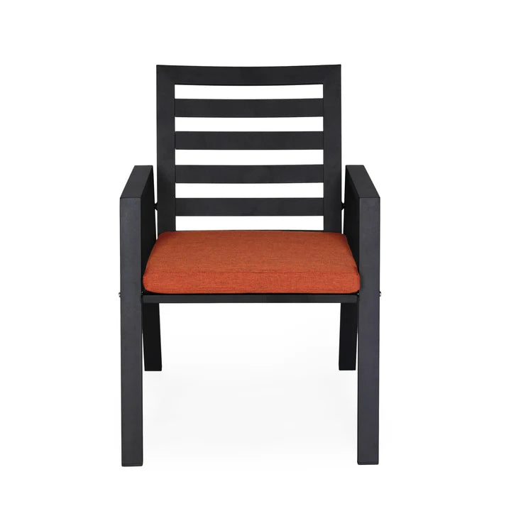 LM  Chelsea Modern Patio Dining Armchair in Aluminum with Removable Cushions