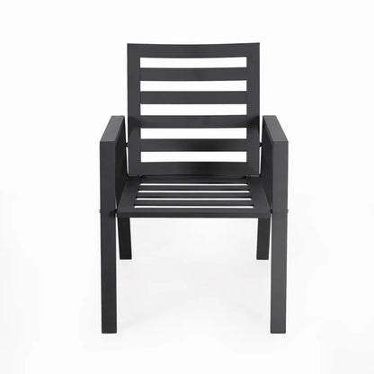 LM  Chelsea Modern Patio Dining Armchair in Aluminum with Removable Cushions