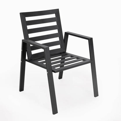 LM  Chelsea Modern Patio Dining Armchair in Aluminum with Removable Cushions