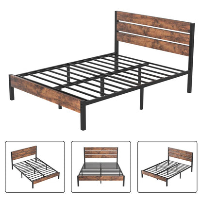 Alicia Platform Bed Frame with Wood Headboard and Footboard No Box Spring Needed