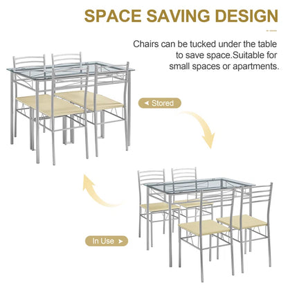 Izen 5 - Piece Glass Top Dining Set