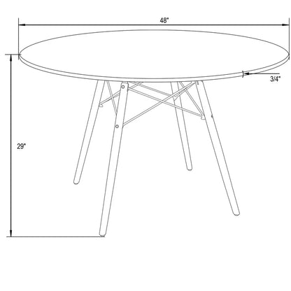 LM  Dover Round Glass Top Dining Table W/ Natural Wood Eiffel Base