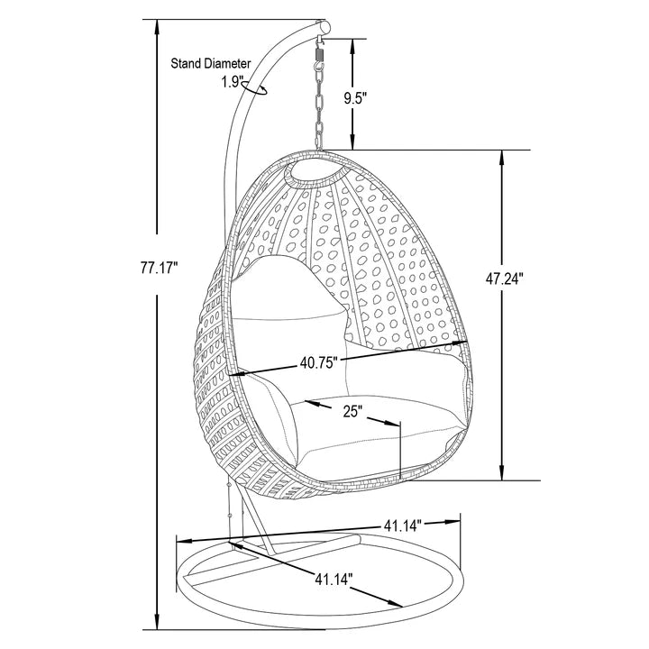 LM  Beige Wicker Hanging Egg Swing Chair