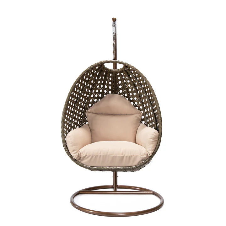 LM  Beige Wicker Hanging Egg Swing Chair