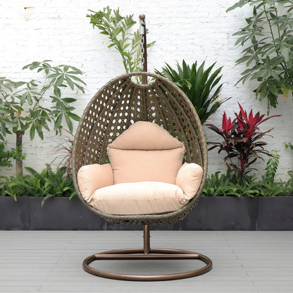 LM  Beige Wicker Hanging Egg Swing Chair