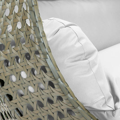 LM  Beige Wicker Hanging 2 person Egg Swing Chair