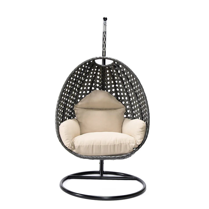 LM  Charcoal Wicker Hanging Egg Swing Chair