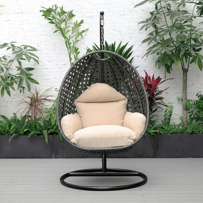 LM  Charcoal Wicker Hanging Egg Swing Chair