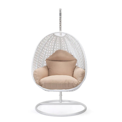 LM  White Wicker Hanging Egg Swing Chair