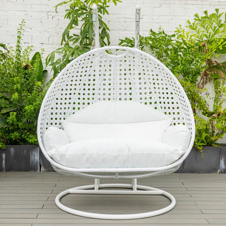 Chaise pivotante en osier blanc LM pour 2 personnes