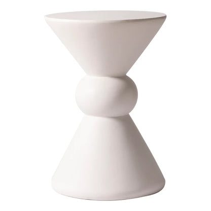 Table d'appoint d'extérieur en fibre de verre de la collection LM Echo, couleur crème