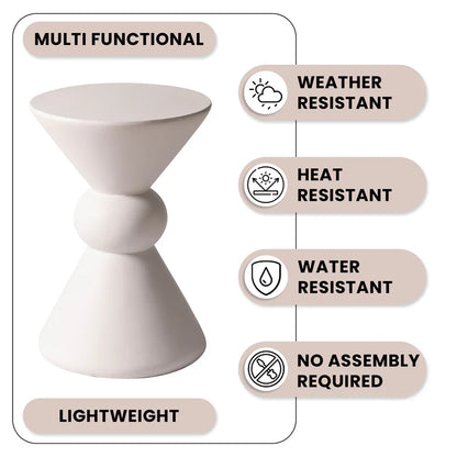 Table d'appoint d'extérieur en fibre de verre de la collection LM Echo, couleur crème