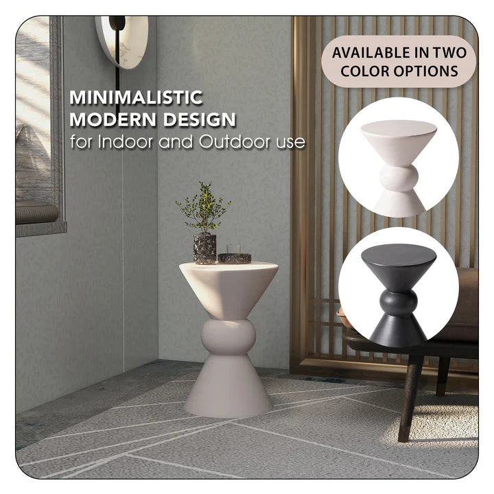 LM  Echo Collection Fiberglass Outdoor Side Table in Cream