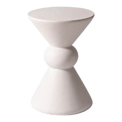 Table d'appoint d'extérieur en fibre de verre de la collection LM Echo, couleur crème