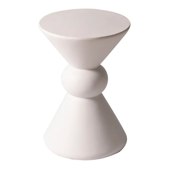 Table d'appoint d'extérieur en fibre de verre de la collection LM Echo, couleur crème