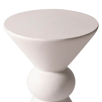 Table d'appoint d'extérieur en fibre de verre de la collection LM Echo, couleur crème