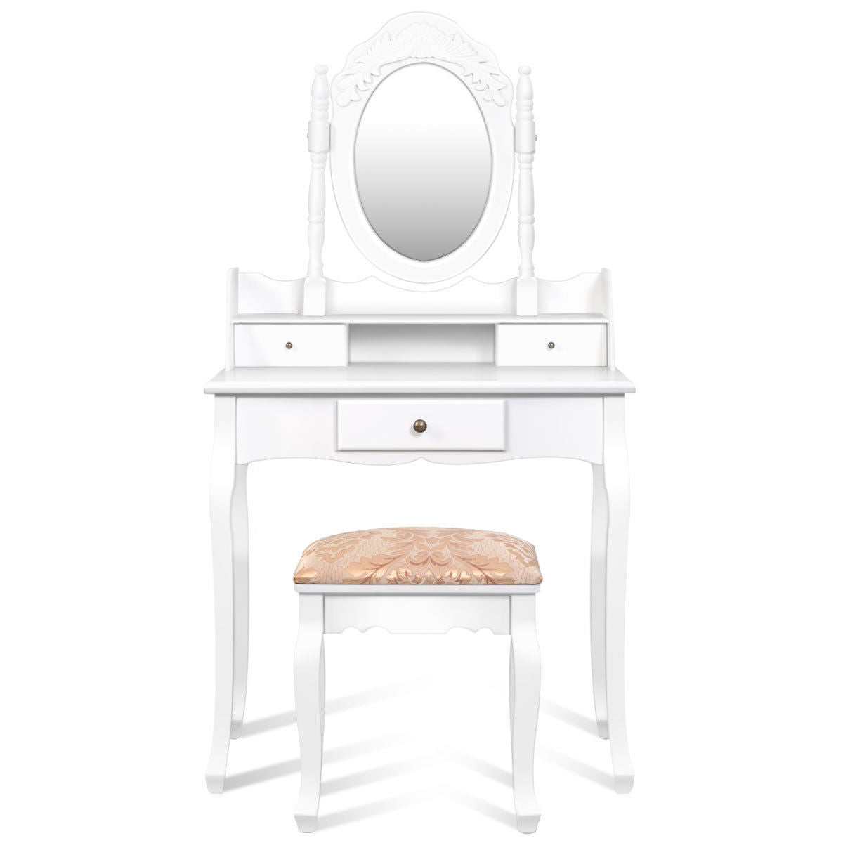 Vanity Makeup Dressing Table with Rotating Mirror and 3 Drawers